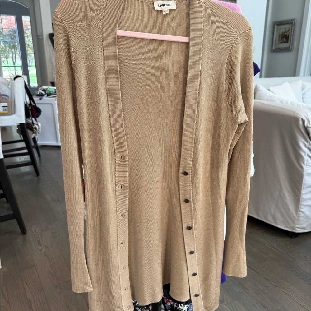 L'AGENCE Camel Button-Down Cardigan